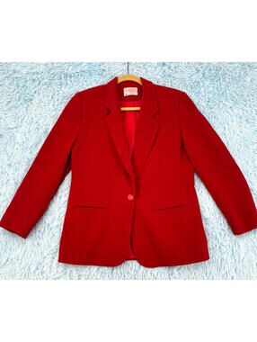 Vtg 80’s Pendleton Petite Virgin Wool Women M Blazer Jacket Red Dark Academia